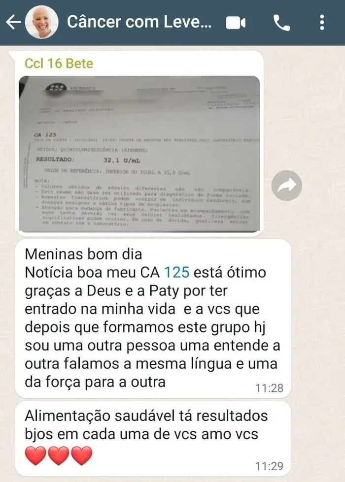 Mensagem de aluna do Câncer com Leveza